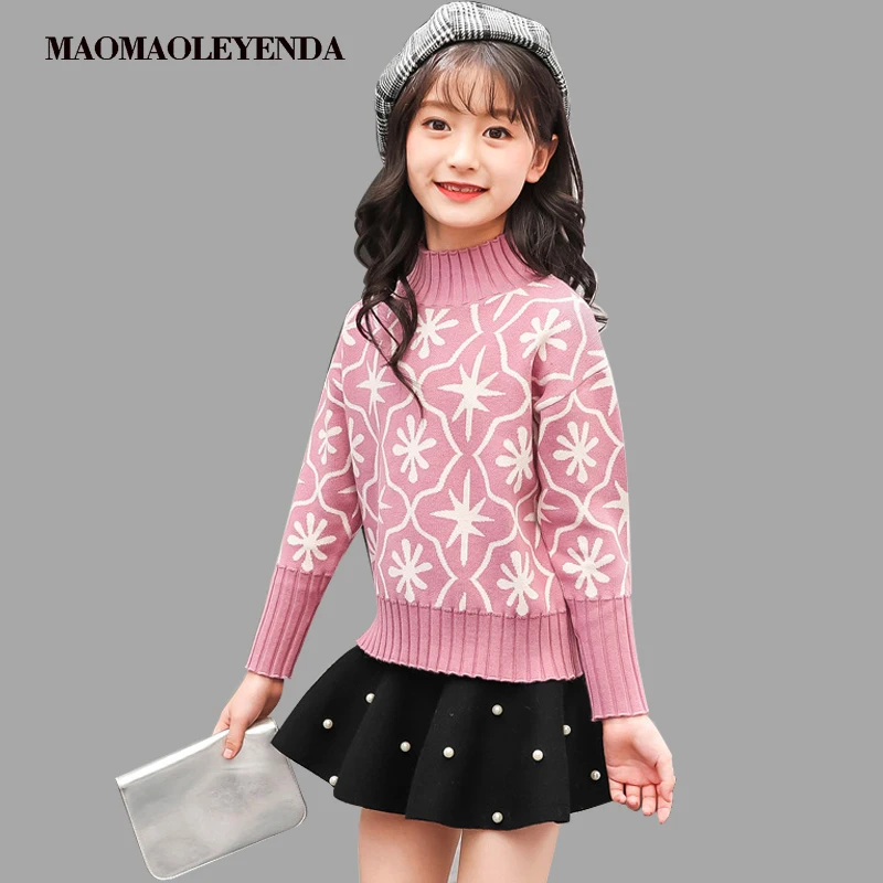 

2018 new Sweater For Girls Children Plaid Sweater Girl Warm Winter Clothes Long Sleeve Winter Girl Clothing 6 8 10 12 14 Year