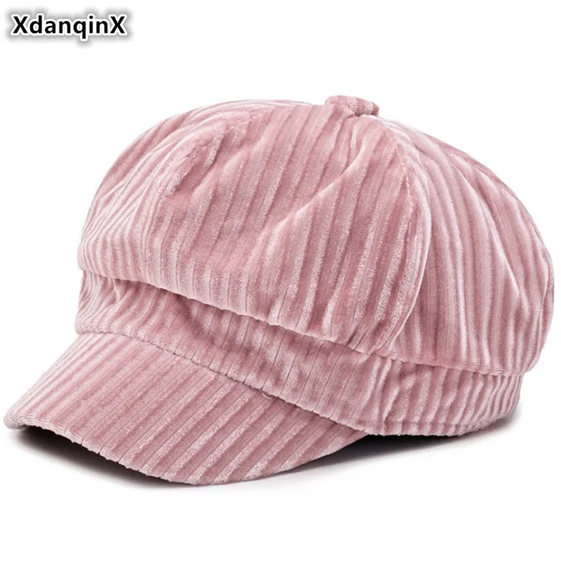 XdanqinX Кепка Snapback осенне-зимняя женская шапка Элегантная кепка газетчика модный Британский Джокер складной берет фирменные шапочки для женщин