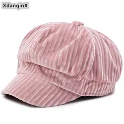 XdanqinX Snapback Кепки осень-зима Для женщин шляпа элегантный газетчик Кепки s Мода Британский Джокер складной берет брендов Шапки для Для женщин
