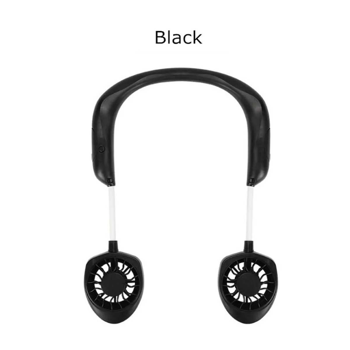 Шейный вентилятор черный Портативный мини двойной ветровой головкой шейный вентилятор с USB Перезаряжаемый охладитель воздуха для путешествий на открытом воздухе офиса - Цвет: Черный