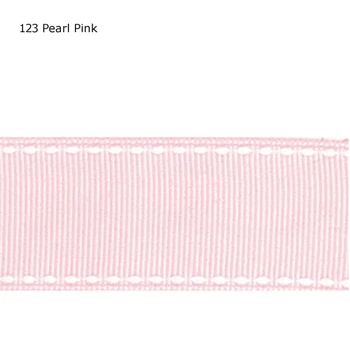 

3/4" inch 19mm White saddle stitched Pearl Pink grosgrain ribbon