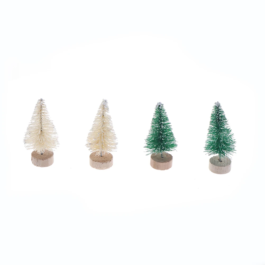 1Pcs 4 5CM Mini Sisal Bottle Brush CHRISTMAS TREES Santa Snow Frost Village House