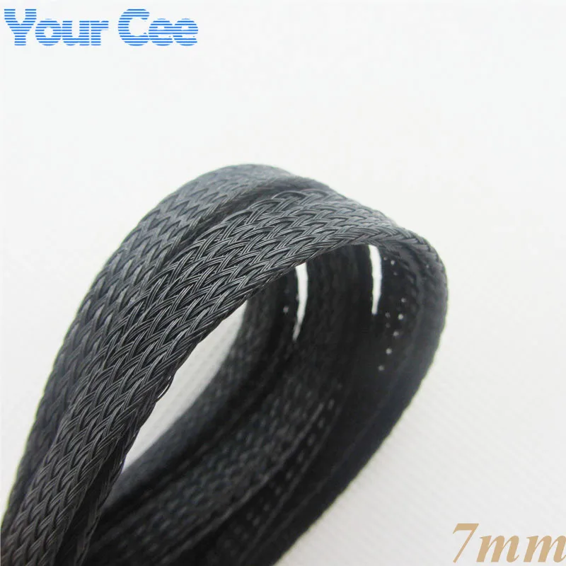 1M 7MM Black Nylon Braided Cable Sleeving Shielding Sheathing Auto Wire
