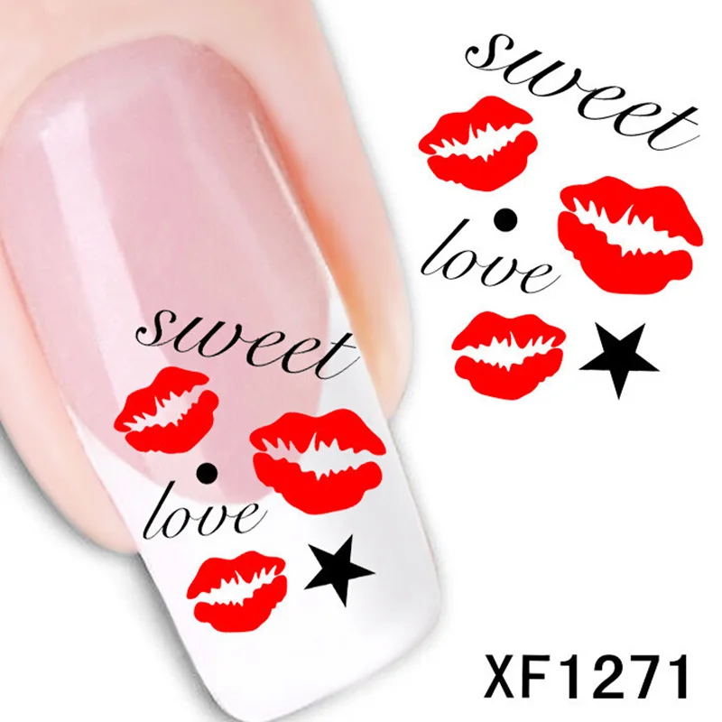 1 лист сексуальные продукты ногти кончики для французского маникюра наклейки для дизайна ногтей наклейки с перьями Обертывания украшения инструменты для маникюра LAXF1317 - Цвет: XF1271