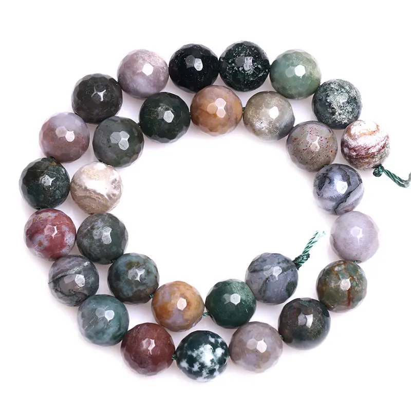 

4-14mm Round Faceted Green Indian Agates Beads For Jewelry Making Beads Bracelets 15'' Needlework DIY Beads Trinket Gift