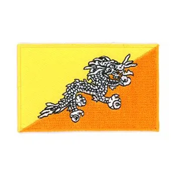 

Embroidery Bhutan Flag Patch/Embroidery Appliques Made by Twill with Flat Broder & Iron On Backing Custom MOQ50pcs Free Shipping
