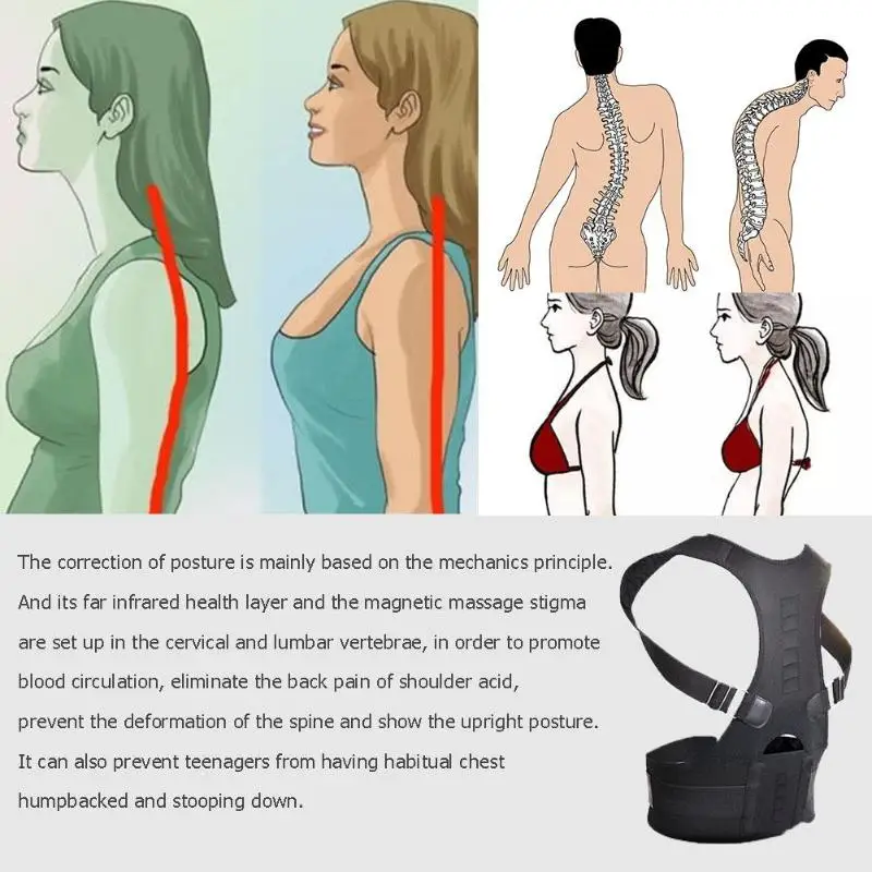 1 шт корректор осанки ремень мужской женский Магнитный Корректор осанки бандаж плечо пояс для поддержки спины комплект улучшить плеча
