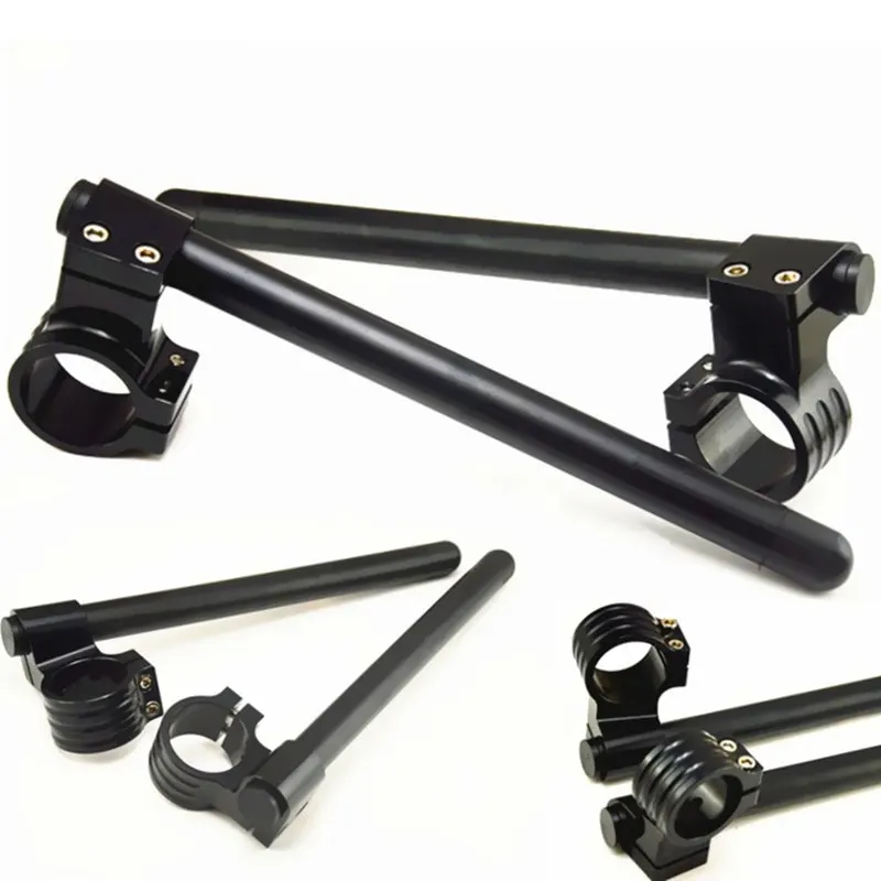 

2x Universal Motorcycle Black Racing Adjustable CNC 33/37/41/45/46/48/50/54mm Clip On Ons Riser Fork Handlebars