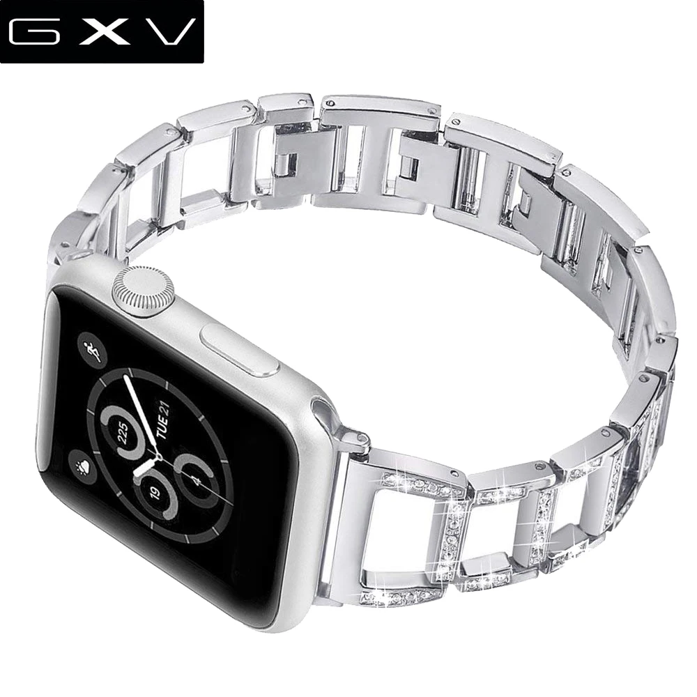 GXV Роскошный металлический браслет из нержавеющей стали для Apple Watch с