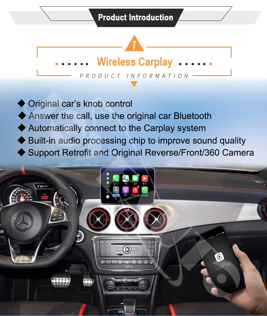 Joyeauto Wifi беспроводной Carplay Car Play Android авто зеркало модифицированное для Mercedes GLA GLC GLE GLS NTG 5,1 5,2 5,5 камера заднего вида