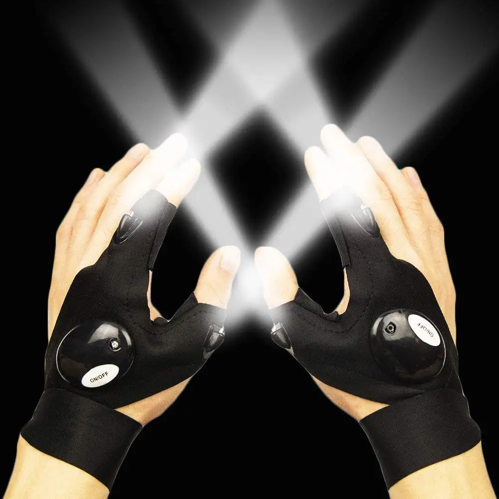 

1PC Waterproof Car Bike Tire Repair Tools Adjustable Cotton Night Fishing Gloves With LED Light Right/Left Hand Fingerless Glove