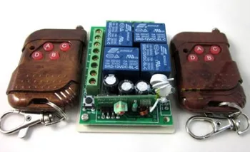 

Whole sale New DC12V 4Channel Wireless Remote Control Switch Relay Output 2 Transmitters 5PCS/LOT