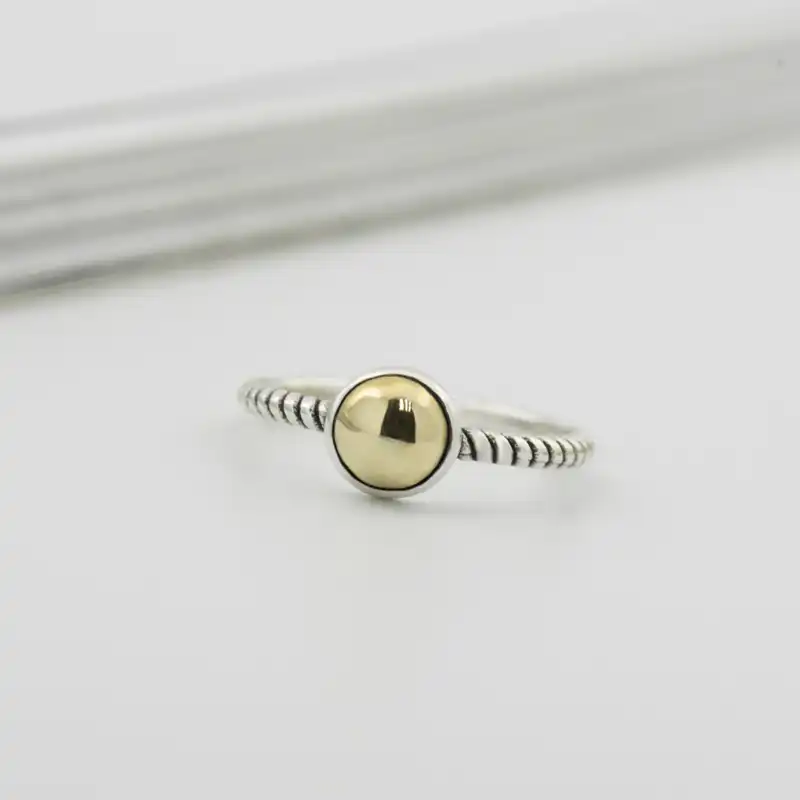 SHANICE 925 пробы серебряные Открытые Кольца круглые золотые бусины регулируемые