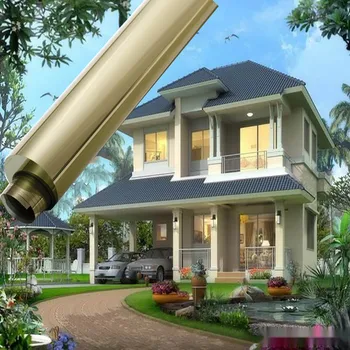 

HOHOFILM 1m x 10m Gold&silver One Way Mirror Privacy Window Film Tint Reflective 15%VLT Window Film Reflect