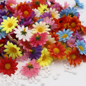 

200pcs/lot Artificial daisy sunflower 4cm wedding home party grass DIY decoration accessorieshat car gift box flowers