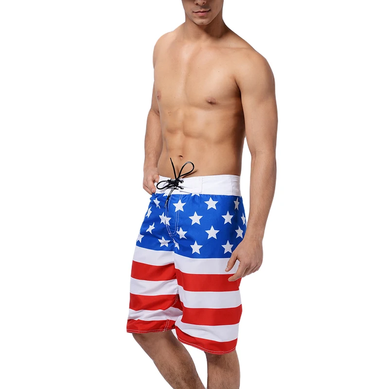 Мужская пляжная одежда, пляжные шорты, сексуальная одежда для плавания, мужские шорты для плавания, Шорты для купания, купальный костюм с флагом США, мужские плавки для серфинга