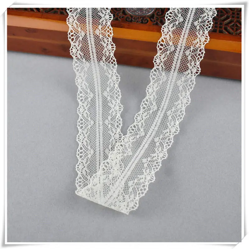 10yards african lace fabric White lace Ribbon3.8CM DIY french lace fabric embroidery net holiday decorations clothing lace Trims - Цвет: Creamy-White