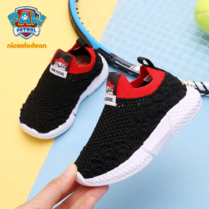PAW PATROL/повседневная детская обувь; спортивная обувь для мальчиков и девочек; весенние Нескользящие дышащие мягкие кроссовки; детская обувь; размеры 21-30 - Цвет: black