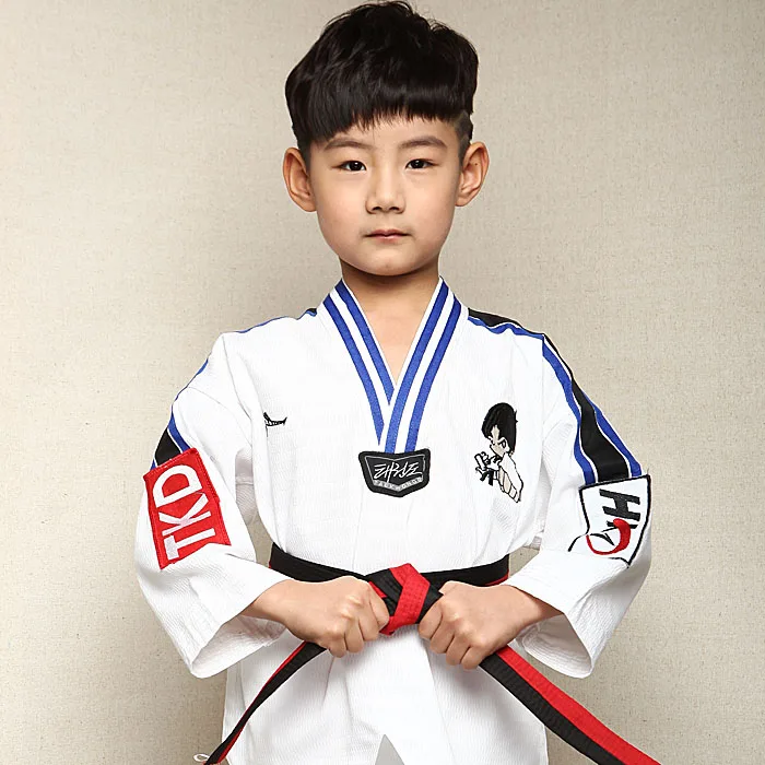 

[] the high-end genuine children's Taekwondo wear long sleeved male and female Taekwondo Costume