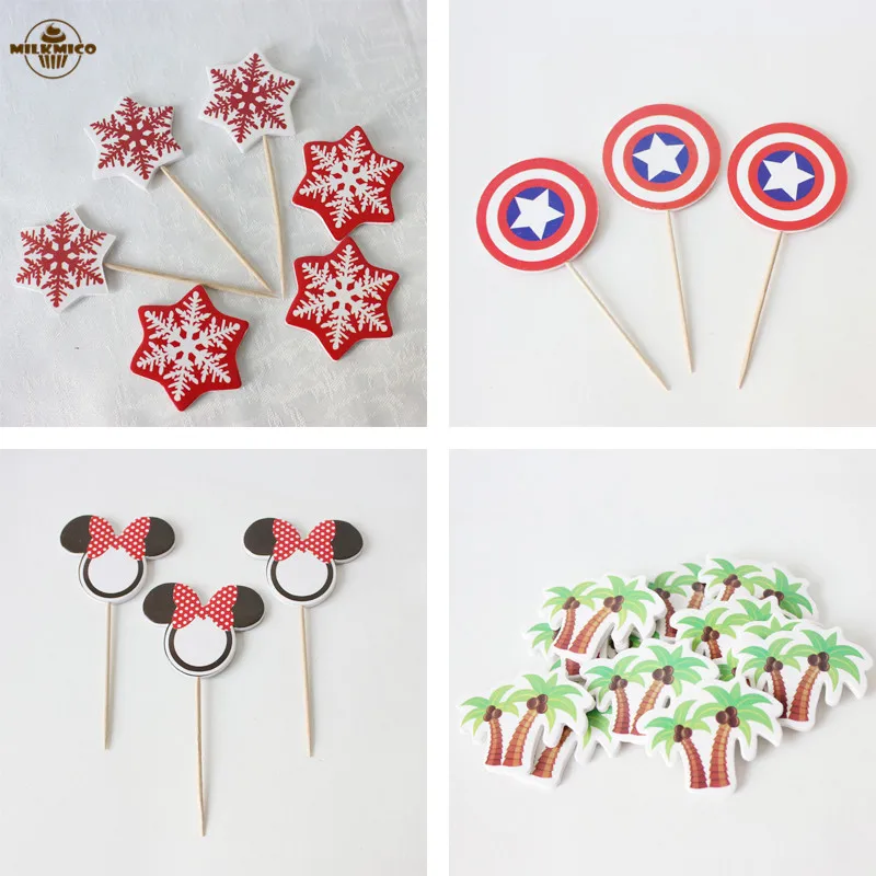 36pcs DIY Cupcake Cake Topper Creative Minnie Snow Decorative For Kids Birthday Wedding Party Baby Shower Favors Supplies | Дом и сад