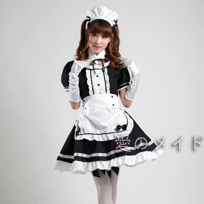 Women Maid Outfit Sweet Gothic Lolita Dresses Anime K-ON! Cosplay Costume Apron Dress Uniforms Plus Size Halloween Costumes