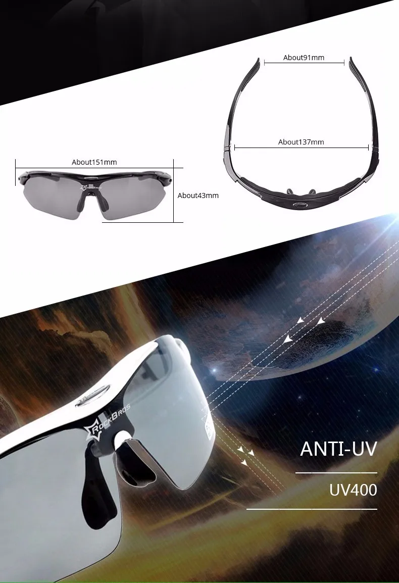 RockBros Polarized 5 Lens Outdoor Sports Hiking Climb Bicycle Cycling Sun Glasses Bike Sunglasses TR90 Eyewear Goggles