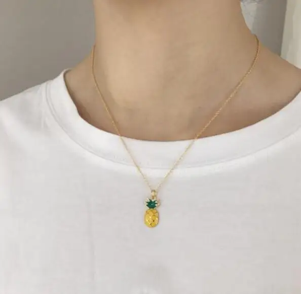 

n330 2017 cute cartoon pineapple fashion personality alloy fruit necklace summer cute style beach swimwear