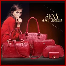 Venta al por mayor 2015 mujeres alto grado de moda bolsos del bolso de hombro portátil cocodrilo mujeres messenger bags bolsas 5 sets NB24
