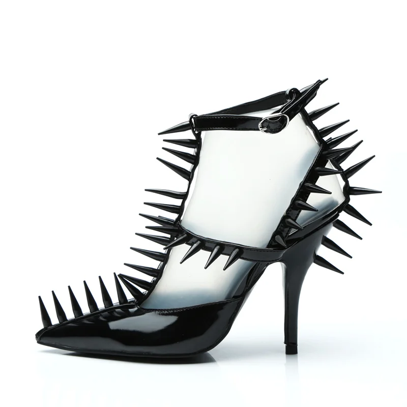Women Pumps High Thin Heel Women Shoes Stylish Rivets Embellished Women Stiletto Buckle Strap Sapato Feminino Hallow Out Shoes Women Pumps High Thin Heel Women Shoes Stylish Rivets Embellished Women Stiletto Buckle Strap Sapato Feminino Hallow Out Shoes