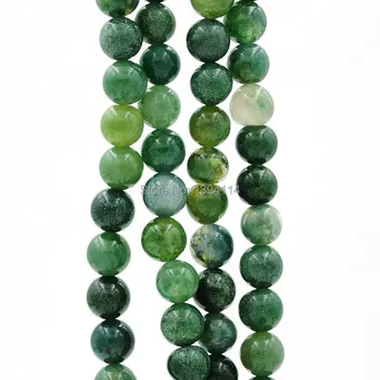 

Natural Moss Agat e Round Loose Beads Strand For Making Bracelet Or Necklace Jewelry Approx 15 inch