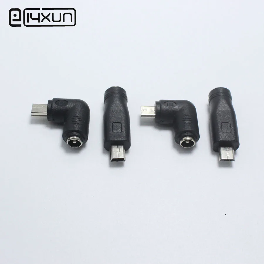 

EClyxun 1pcs 5.5 x 2.1 mm Female to Mini / Micro USB Male 5 Pin DC Power Plug Striaght Right Angle Connector Adapter