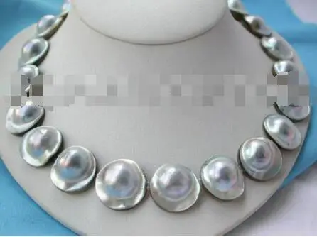

Free shipping hot sale Women Bridal Wedding Jewelry >>RARE 23mm Gray South sea MABE PEARLS NECKLACE MABE MAGNET CLASP E695