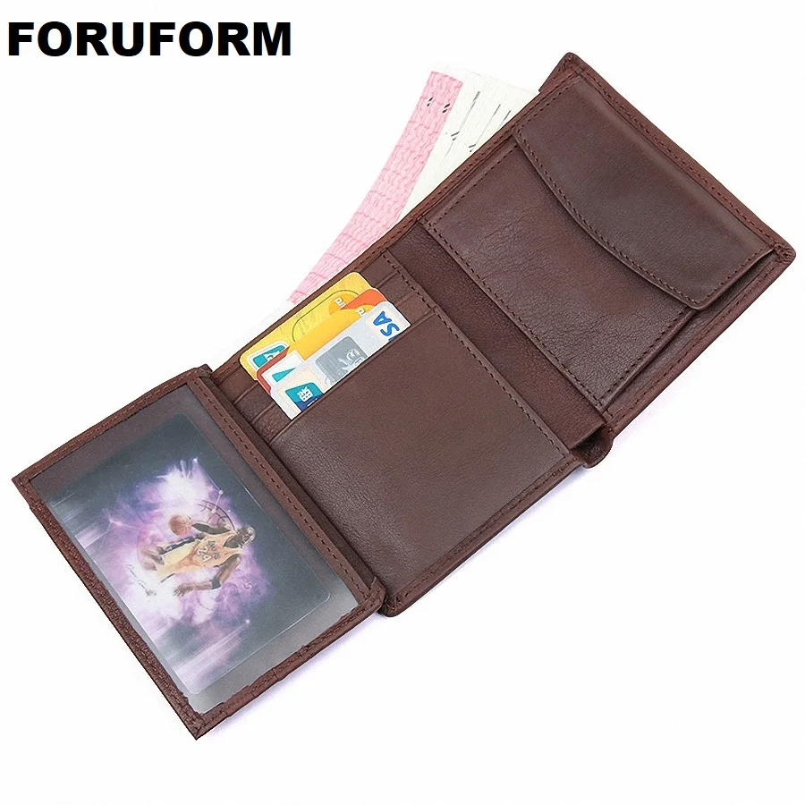 

100% Genuine Leather Wallet Men Short Wallet Vintage Cow Leather Casual Men Wallet Purse Standard Brand Wallets LI-1914