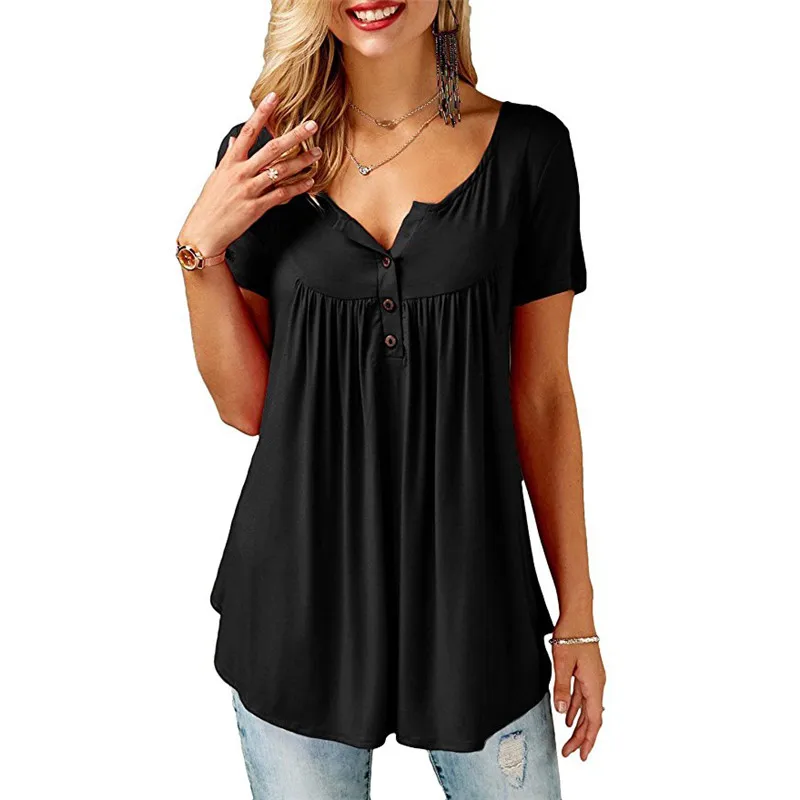 

New Summer Tops for 2019 women Short Sleeve T-shirt Cotton Solid Female Loose Summer Beach Casual Black T-Shirt top Feminin