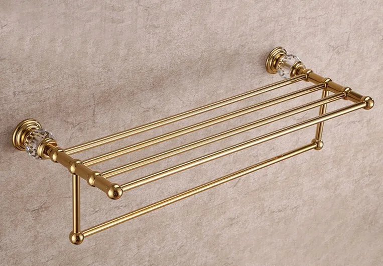 Free ship gold clour bathroom Crystal bathtowel racks bathtowel shelf