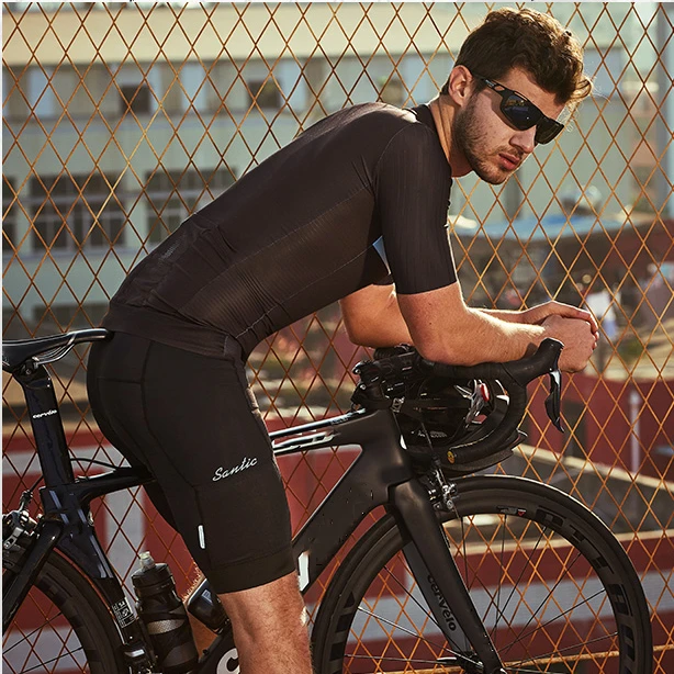 Santic pantalones cortos de ciclismo para hombre para bicicleta de montaña con almohadilla 4D importada de Italia, pantalones cortos para bicicleta de montaña con dobladillo antideslizante para 4 5 horas de