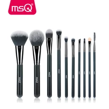 MSQ 10pcs High Quality Professional Makeup Brush Set Brilliant Black Handle for Classic Makeup Tools Kit