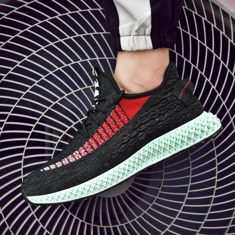 Кроссовки 4D печати мужские кроссовки новые дышащие Fly Weave Спорт на открытом воздухе черный белый серый обувь для мужчин большой размер 46