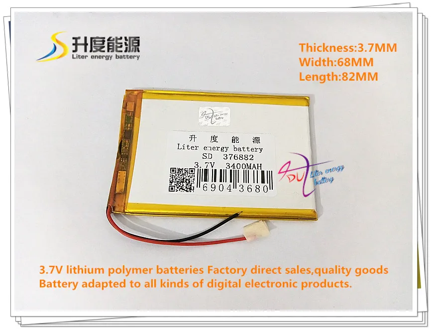 3.7v 3400mah 376882 Polymer Lithium Ion / Liion Battery For Tablet Pc