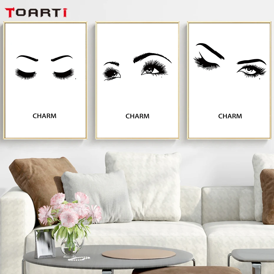 Us 2 88 45 Off Charming Lady Eyes Wall Art Canvas Painting Close Open Blink Minimalist Drawing Vintage Posters Bedroom Decoration Nordic Prints In