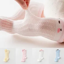 Милые летние сетчатые носки с героями мультфильмов для маленьких девочек и мальчиков, мягкие хлопковые длинные носки для новорожденных, meias