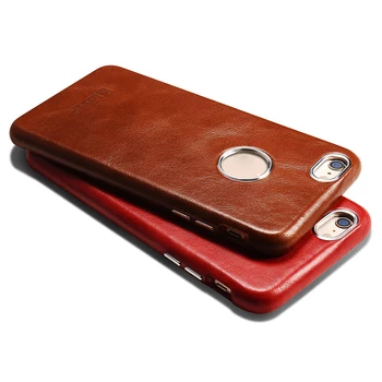 

ICARER Real Cowhide Leather Hollow Logo Full Cover Back Case For For iPhone 6 6s Plus Case Business Style