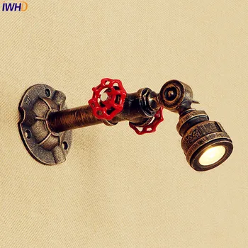 

IWHD Adjsutable Water Pipe Vintage Wall Lamp Rust Iron Metal 5W Loft Style Industrial Wall Sconces Home Lighting LED Stair Light