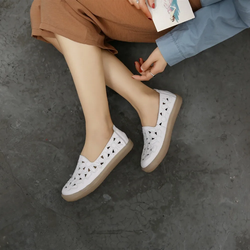 PEIPAH/ г.; новые летние женские туфли из натуральной кожи с мягкой подошвой; Женская обувь в стиле ретро с вырезами; zapatillas mujer