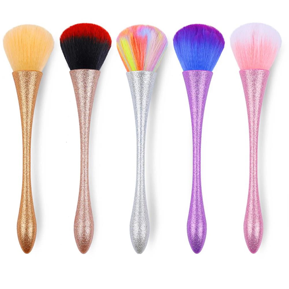 1pc Soft Colorful Cleaning Powder Nail Brush Rose Gold Dust Remove Nail Art Glitter Care Handle Manicure Accessory Tools