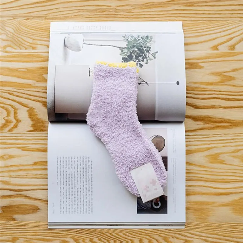 Women's Socks Thick Heavy Winter Warm Crew Solid Fuzzy Slipper Socksliva girl socks women winter warm socks for Female S27 (11)