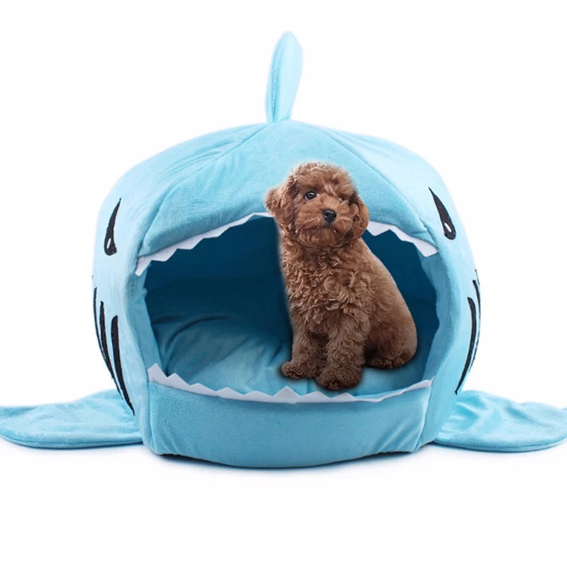 prativerdi Soft Dog House For Large Dog Warm Shark Dog House Tent High Quality Cotton Small Dog Cat Bed Puppy mat Pet hondenmand1