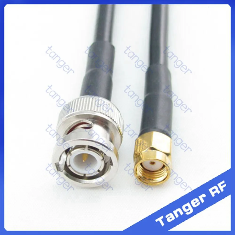 

Hot sale Tanger BNC male plug to RP-SMA male connector straight RF RG58 Pigtail Jumper Coaxial Cable 20inch 50cm High Quality