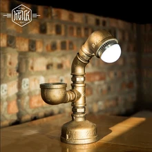Ретро Кофе магазин настольная лампа Утюг водопровод Винтаж Лофт Стиль настольная лампа для ремесел Cafe кабинет бар свет luminaria-де-меса