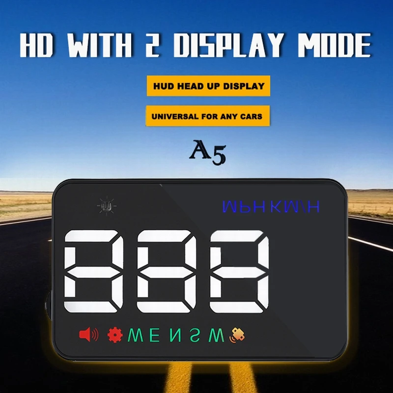 

A5 Car HUD Head Up display 3.5'' Cigarette lighter Overspeed Warning System Projector Windshield Auto Electronic Voltage Alarm